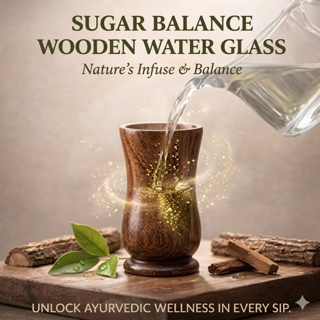 Ayurvedic Vijaysar Wooden Glass 🌿 – Natural Sugar Balance Tumble 🩺✨