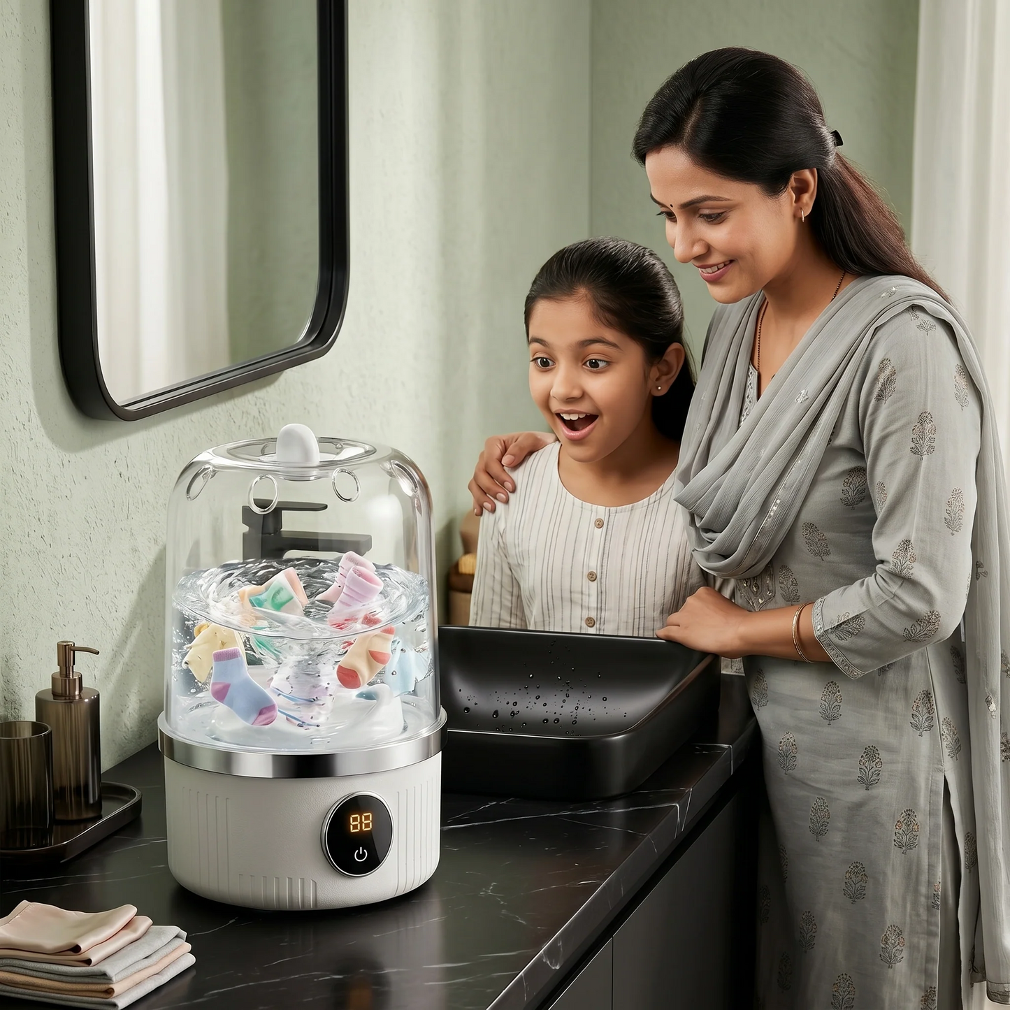 Mini Washing Machine (1L) – Compact, Powerful & Travel-Friendly!