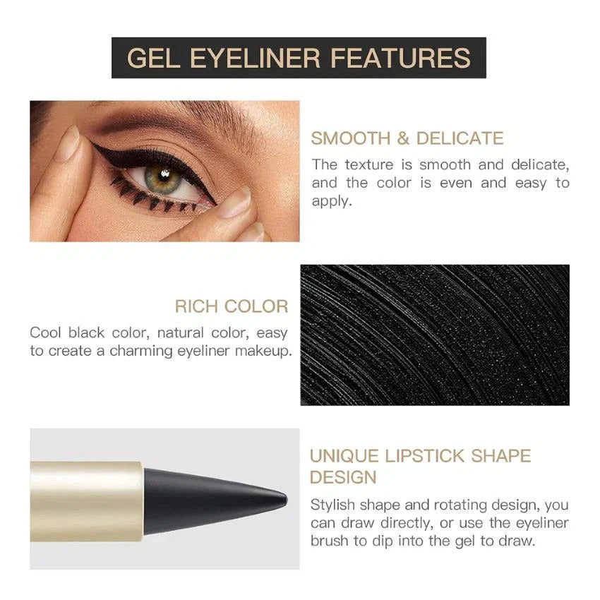 24H Smudge-Proof Black Gel Cream Eyeliner | Quick-Dry Formula
